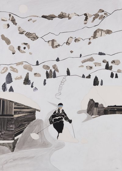 スキーで昼食（コラージュ） 作： Dione Verulam