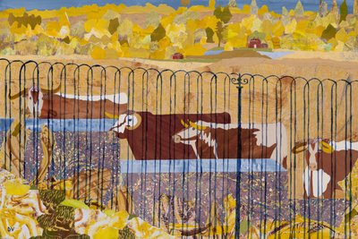 渇いたロングホーン、暑い夏（コラージュ） 作： Dione Verulam