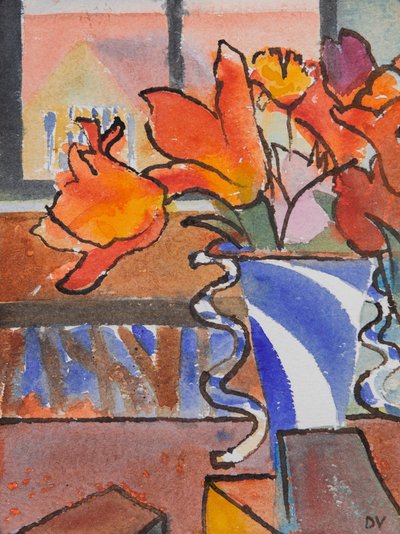 チューリップ (水彩  インク) 作： 