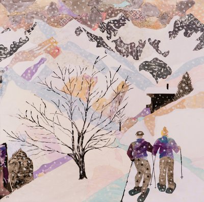 ウォーキング・トゥ・ランチ、2015年（コラージュ） 作： Dione Verulam