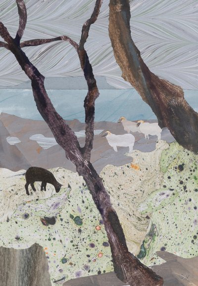 海辺の雨の日（コラージュ） 作： 