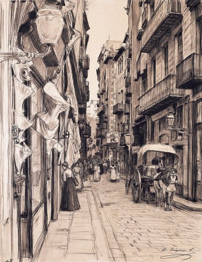 バルセロナのジャナ広場に向かうボイラ通り 作： Dionisio Baixeras Verdaguer
