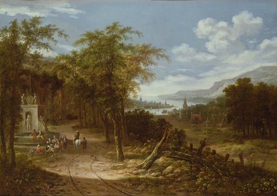 樹木が茂った風景、18世紀 作： Dionys Verburgh