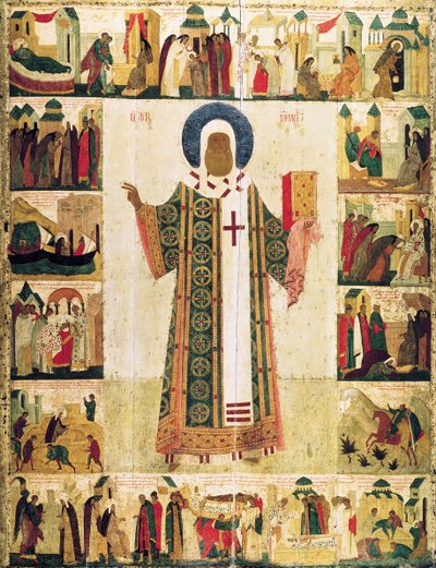 1480 年代の彼の生涯の場面を描いたモスクワ大都市のピョートル大帝。 作： Dionysius