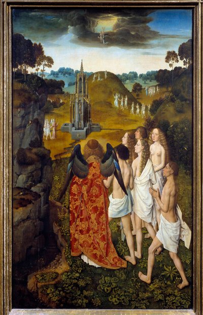 天国への道あるいは選民の昇天 木の上の絵 Dirck（Dieric, Dirk）Bouts le Vieux（the Elder）（1410-1475） 1450 日1,15x0,7 m リール、ボザール美術館（Musee des Beaux Arts 作： Dirck Bouts