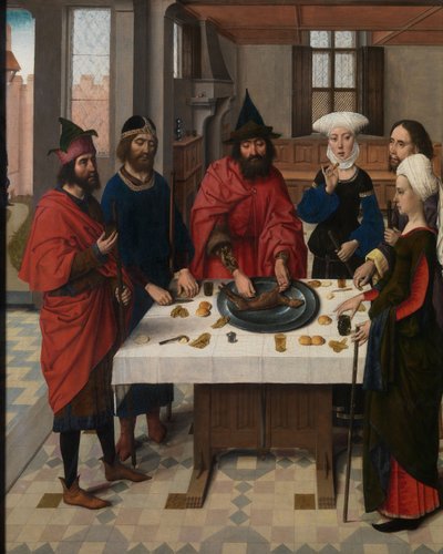 過越の祭、聖なる秘跡の祭壇画の詳細、1464〜68年頃（パネルに油彩） 作： Dirck Bouts