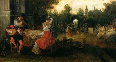 エリザベス女王1世とケニルワースのレスター伯爵（パネル） 作： Dirck Hals