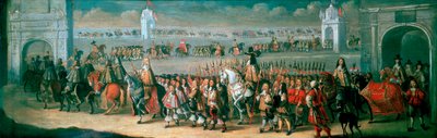 チャールズ 2 世、ロンドン塔からウェストミンスターまでの処理、1661 年 4 月 22 日 作： Dirck Stoop