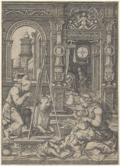 聖母を描く聖ルカ、1526年。 作： Dirck Vellert