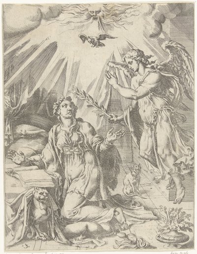 告知 キリストの生涯と受難による堕落と人類の贖い（シリーズタイトル） 作： Dirck Volckertsz. Coornhert (attributed to)