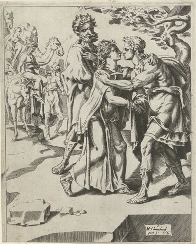 リベカに挨拶するイサク アイザックの女の探求 (シリーズタイトル) 作： Dirck Volckertsz. Coornhert (attributed to)