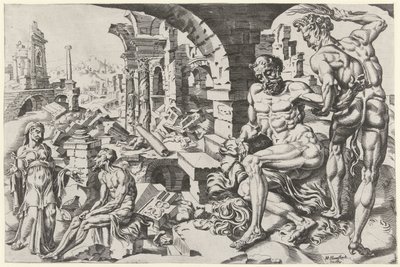 ヨブはサタンにむち打たれる 作： Dirck Volckertsz. Coornhert (attributed to)