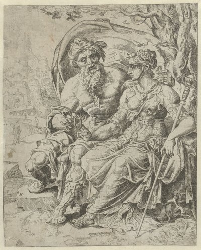 ユダはタマルに誓約を与える ユダとタマルの歴史（シリーズタイトル） 作： Dirck Volckertsz. Coornhert (attributed to)