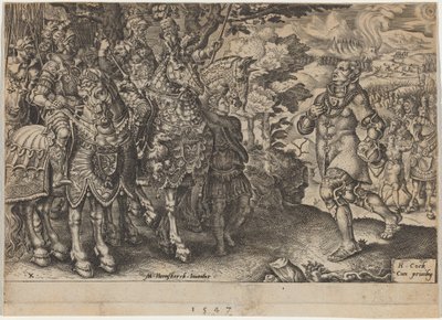 ミュールベルクの戦い後のザクセン選帝侯ジョン・フレデリックの降伏 作： Dirck Volckertz Coornhert, after Maerten van Heemskerck