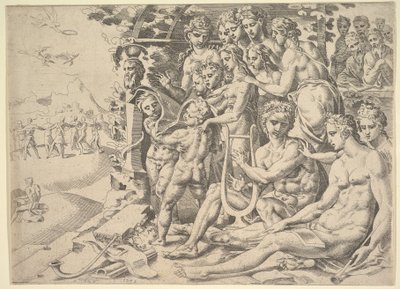 アポロとミューズ、1549年。 作： Dirck Volkertsen Coornhert