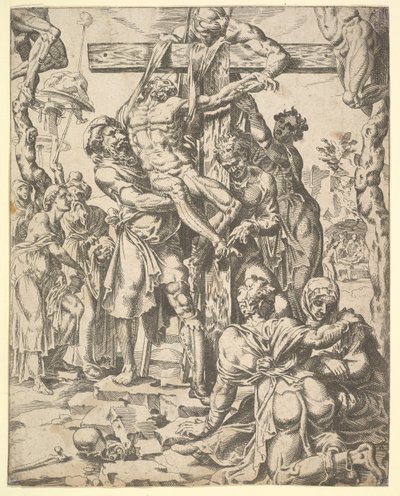 十字架からの降臨、人類の堕落と救いから生命と死を経て...、1548年。 作： Dirck Volkertsen Coornhert