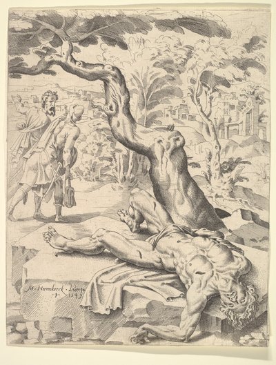 善きサマリア人のたとえ話、1549 年。 作： Dirck Volkertsen Coornhert