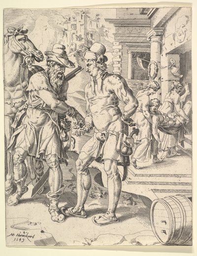 善きサマリア人のたとえ話、1549 年。 作： Dirck Volkertsen Coornhert