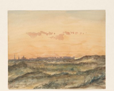 遠くに街のシルエットが見える風景 作： Dirk Arnoldus Tavenraat