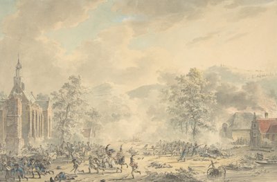 左の教会との戦闘シーン、約。 1790～1800年。 作： Dirk Langendijk