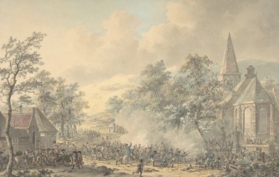 右側の教会との戦いのシーン 1790～1800年。 作： Dirk Langendijk