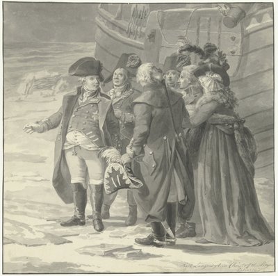 ウィリアム 5 世のイングランドへの出発、1795 年 1 月 18 日 作： Dirk Langendijk