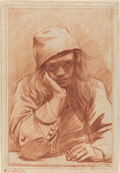 自画像、1633-96年（赤チョーク） 作： Dirk Theodor Helmbrecker