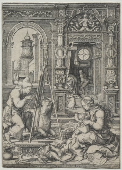 聖ルカ、聖母の絵、1526年。 作： Dirk Vellert
