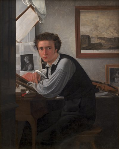 銅版画彫刻家カール・エドヴァルド・ゾンネの肖像 作： Ditlev Blunck