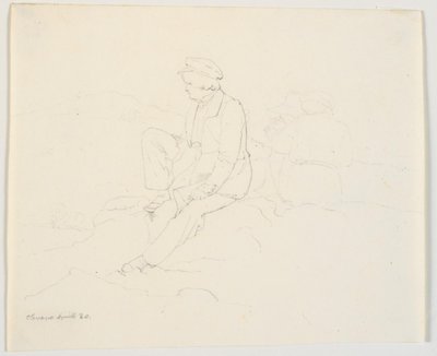 岩の上に座っている 2 人の男性 作： Ditlev Blunck