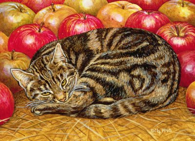 右手Apple-Cat、1995（パネルにアクリル） 作： Ditz