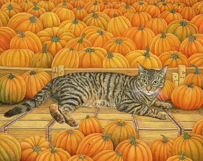 パンプキン猫、1995（パネルにアクリル） 作： Ditz