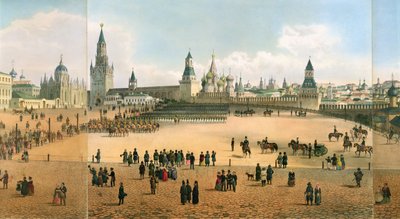 クレムリン、モスクワのパノラマから見た聖ワシリイ大聖堂。フィリップベノア1813-c.1905とパブ、オーブルンによって彫刻されました。 Lemercier、1840年頃105095のlitho詳細 作： Dmitri Indieitzeff