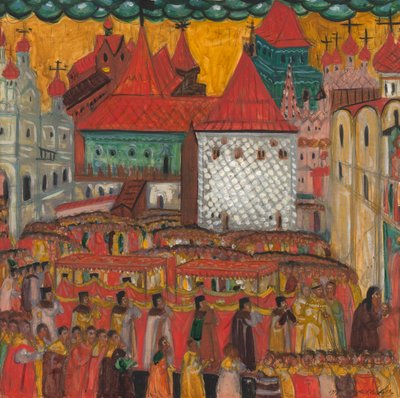 ピーター大王の誕生を祝う十字架の行列、1917年。 作： Dmitri Semyonovich Stelletsky