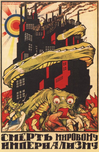世界帝国主義の死のために、ポスター、1920 作： Dmitriy Stakhievich Moor
