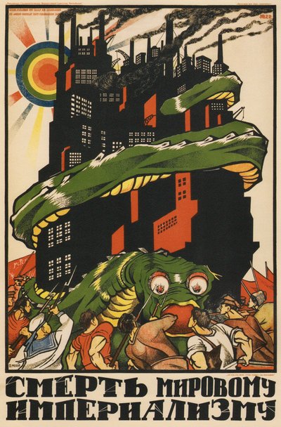 世界帝国主義の死のために、ポスター、1920 作： Dmitriy Stakhievich Moor