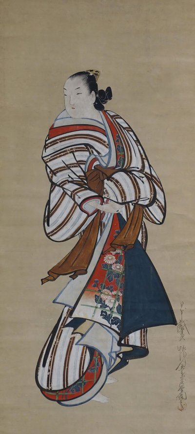 彼女の肩越しに見ている立っている娼婦、カリフォルニア州。 1715年。 作： Dohan Kaigetsudo