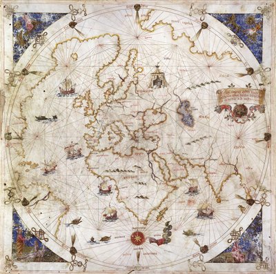 1519年の世界のポルトランチャート 作： Dolfin Bonaldo