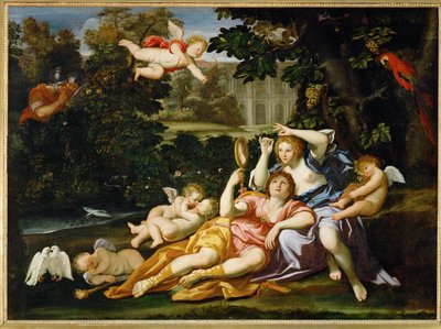 アルマイドに鏡を贈るルノー。 作： Domenichino (1581-1641)