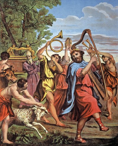 契約の箱舟を持ち帰るダビデ王、19世紀半ば（リトグラフ） 作： Domenichino (1581 1641) (after)