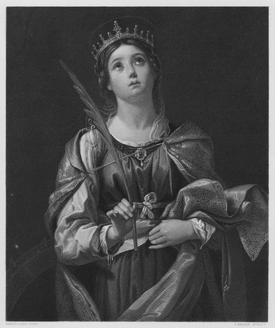 聖カタリナ（ロイヤル・コレクションの絵より）（エングレーヴィング 作： Domenichino