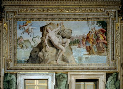 海の怪物に捧げられたアンドロメダはペルセウスによって解放される 作： Domenichino