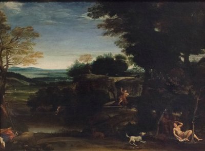 シルヴィアとサテュロスのいる風景 作： Domenichino (1581 1641)