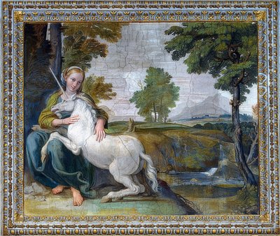 おとめ座のユニコーン。 1604-05 作： Domenichino