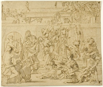 貧しい人々に施しを配る聖セシリア 作： Domenichino