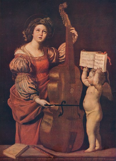 1617〜1618年に楽譜を持った天使のいる聖セシリア 作： Domenichino