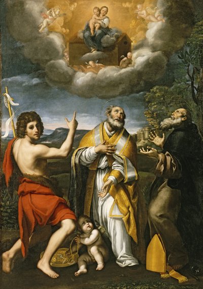 ロレートの聖母、洗礼者ヨハネ、聖エリギウス、聖アンソニーアボット、1618〜1620年 作： Domenichino