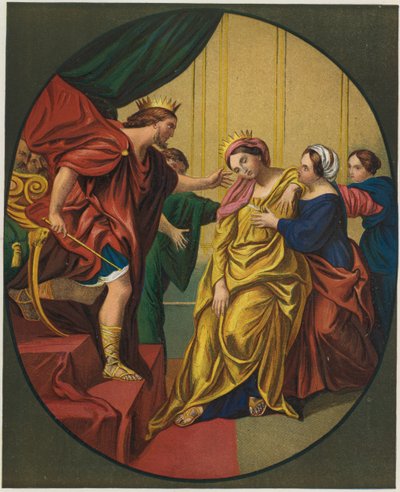 エスターはアハシュエロス王に連れて来られました 作： Domenichino