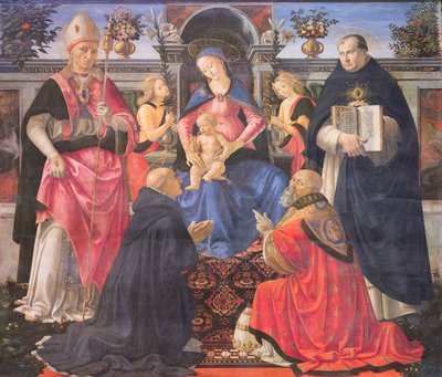 マドンナは 2 人の天使、聖人、教皇聖クレメンスと共に即位しました 作： Domenico (1449 94) Ghirlandaio