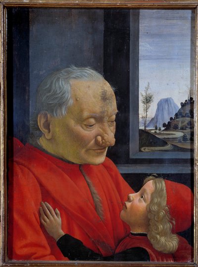 老人と少年の肖像 ドメニコ・ギルランダイオ（1449-1494）の絵画 15世紀 日0,62x0,46 m - 老人と少年の肖像（「老人とその孫」とも呼ばれる）。ドメニコ・ギルランダイオ(1449-1494)の絵画 15世紀 作： Domenico Ghirlandaio